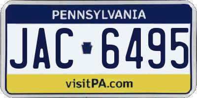 PA license plate JAC6495