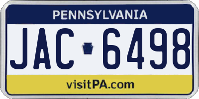 PA license plate JAC6498