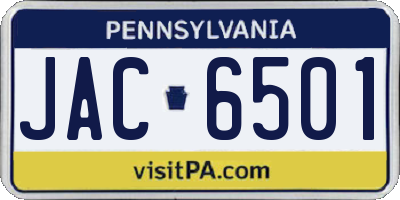 PA license plate JAC6501