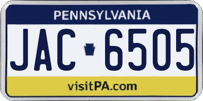 PA license plate JAC6505