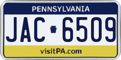 PA license plate JAC6509