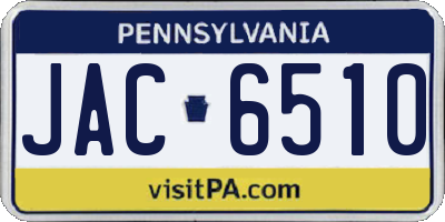 PA license plate JAC6510