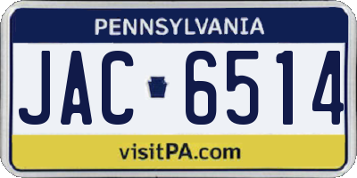 PA license plate JAC6514