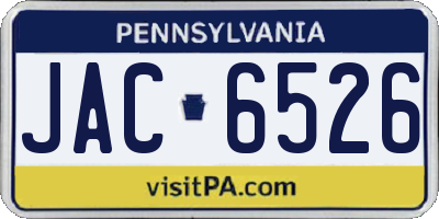 PA license plate JAC6526