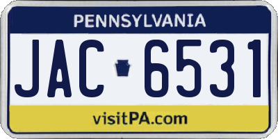 PA license plate JAC6531