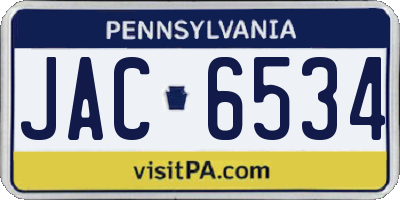 PA license plate JAC6534