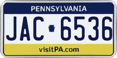 PA license plate JAC6536