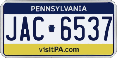 PA license plate JAC6537