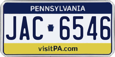 PA license plate JAC6546