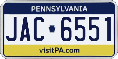 PA license plate JAC6551