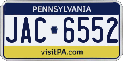 PA license plate JAC6552