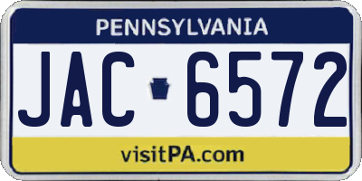 PA license plate JAC6572