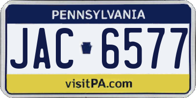 PA license plate JAC6577