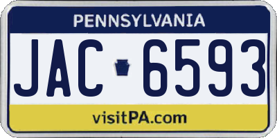 PA license plate JAC6593