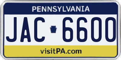 PA license plate JAC6600