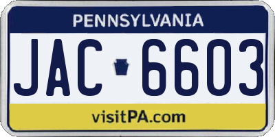 PA license plate JAC6603