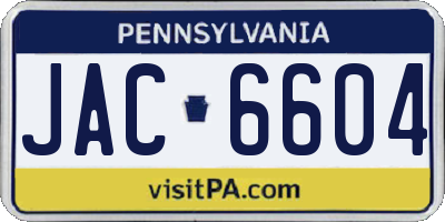 PA license plate JAC6604