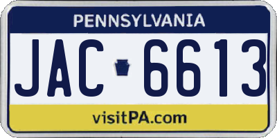 PA license plate JAC6613