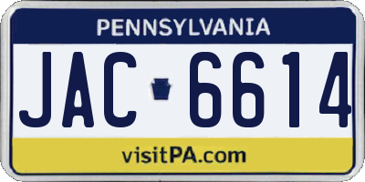 PA license plate JAC6614