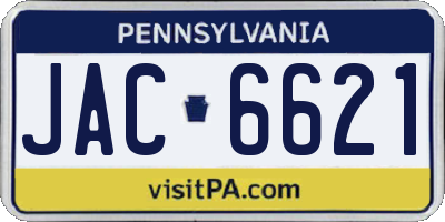 PA license plate JAC6621