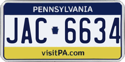 PA license plate JAC6634