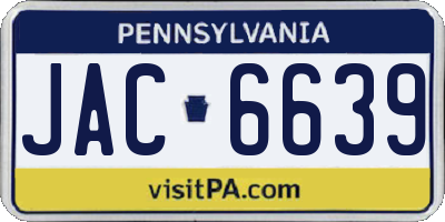 PA license plate JAC6639