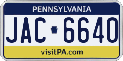 PA license plate JAC6640