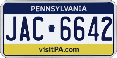 PA license plate JAC6642