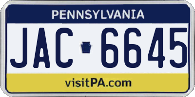 PA license plate JAC6645