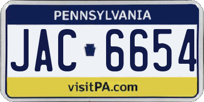 PA license plate JAC6654