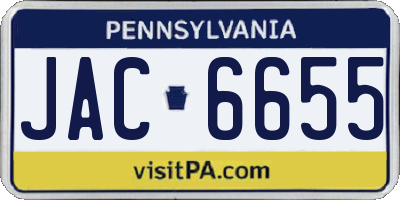 PA license plate JAC6655