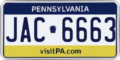 PA license plate JAC6663