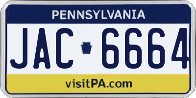 PA license plate JAC6664