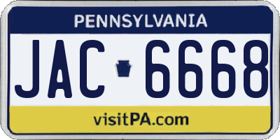 PA license plate JAC6668