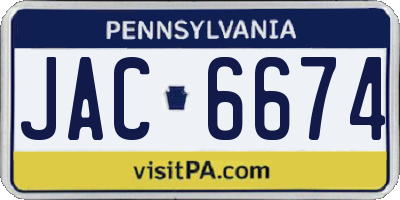 PA license plate JAC6674