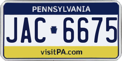 PA license plate JAC6675