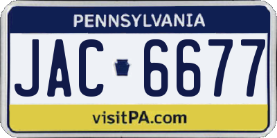 PA license plate JAC6677