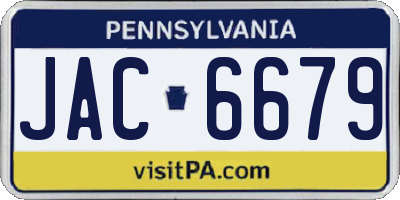 PA license plate JAC6679