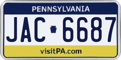 PA license plate JAC6687