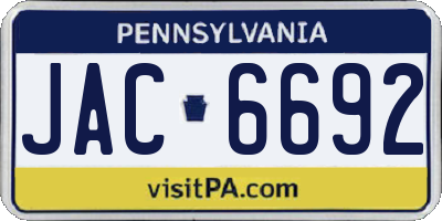 PA license plate JAC6692