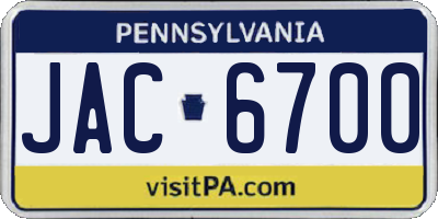 PA license plate JAC6700