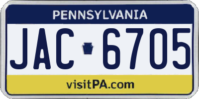PA license plate JAC6705