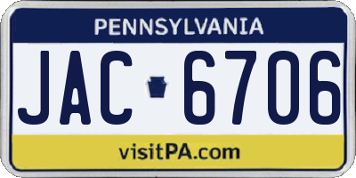PA license plate JAC6706