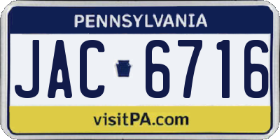 PA license plate JAC6716