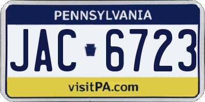 PA license plate JAC6723