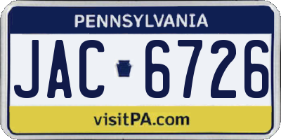 PA license plate JAC6726