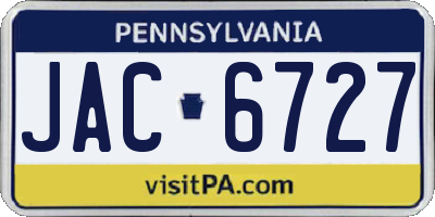PA license plate JAC6727