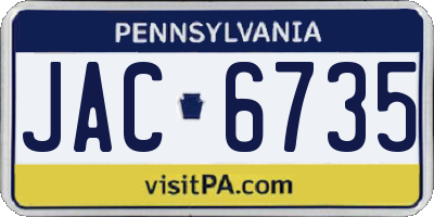 PA license plate JAC6735