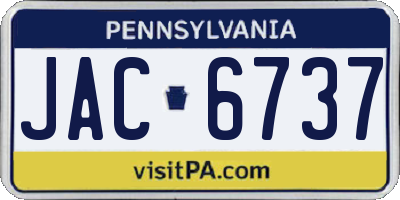 PA license plate JAC6737