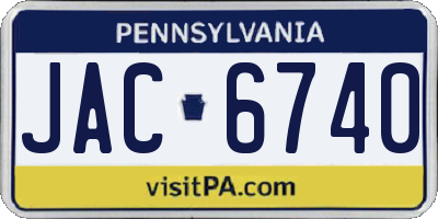 PA license plate JAC6740